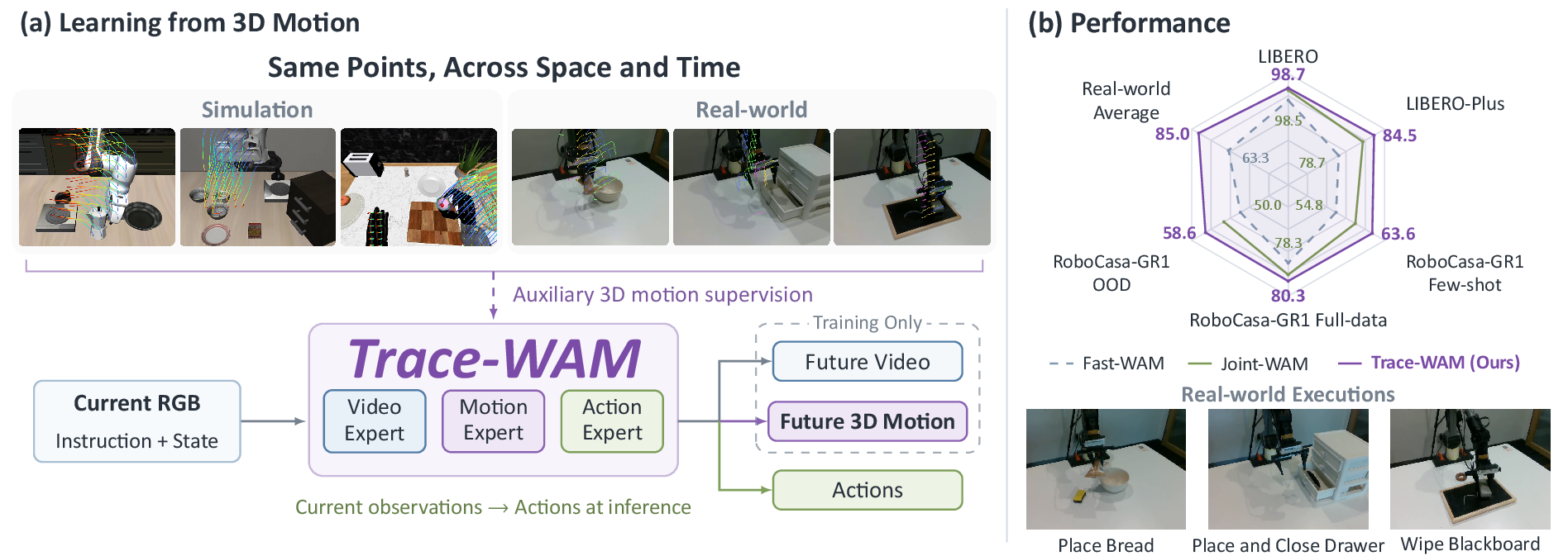 Trace-WAM: Learning to Act via 3D Motion Prediction for World Action Models